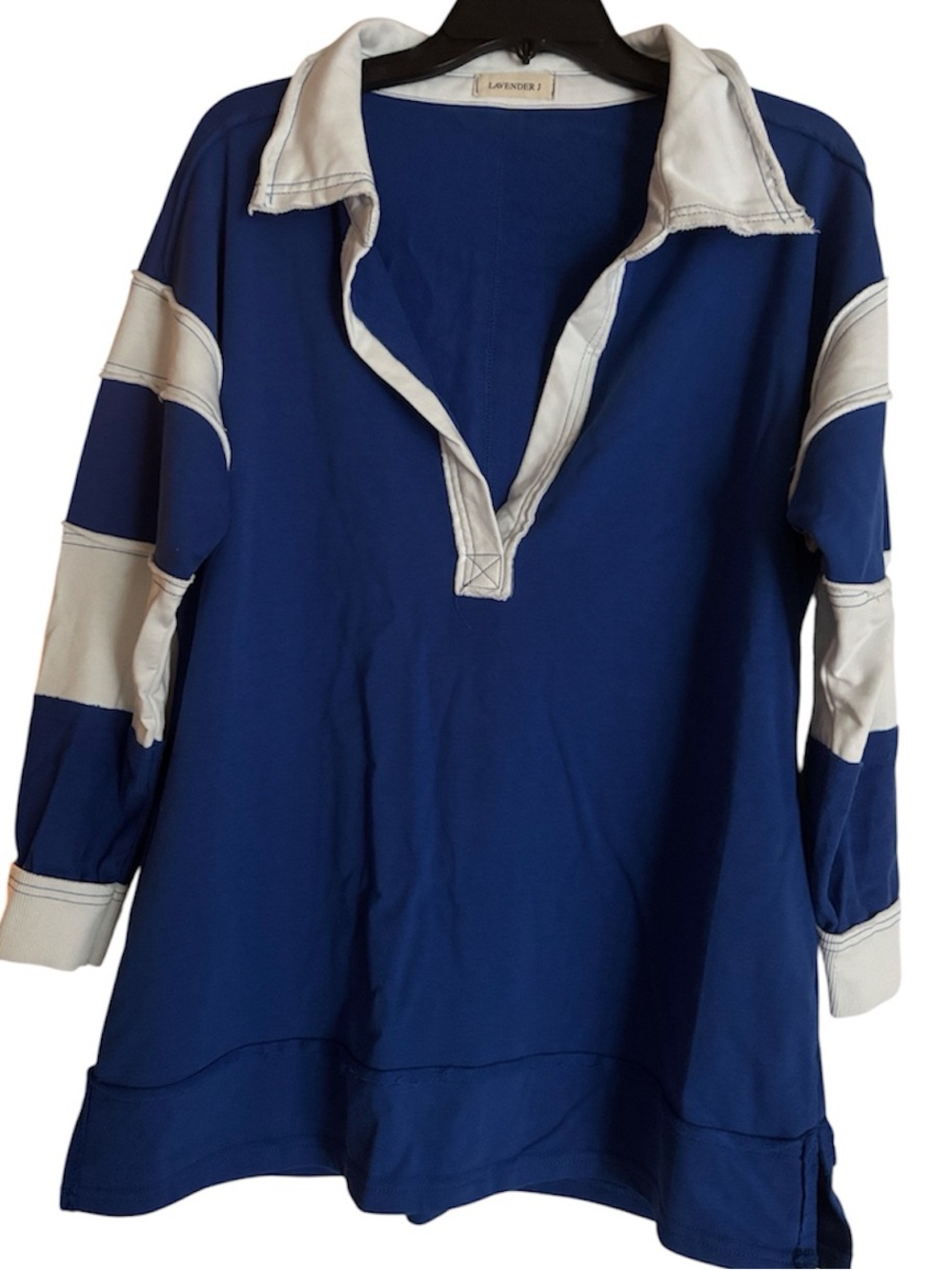 Lavender J striped rugby sweatshirt oversized